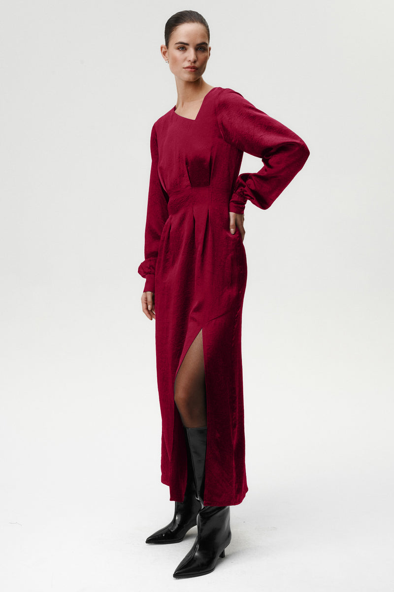 burgundy dress code Plus Size Swiss Dot Bohemia Dress